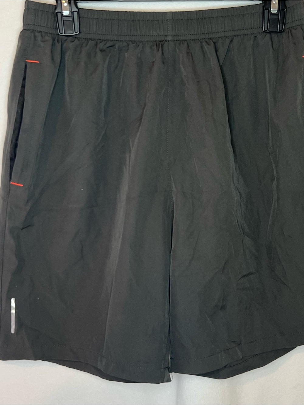 Source Unknown Black Athletic Shorts with Subtle Orange Accents